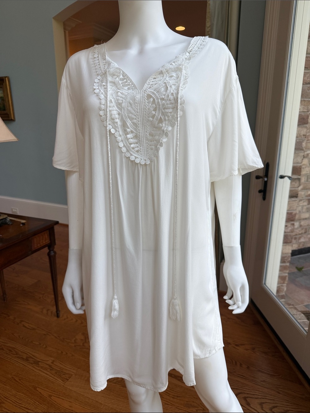 Equator Women’s White Crochet-Trim Swim Coverup